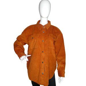 Kensie Jeans Ginger‎ Biscuit Corduroy Shirt Women's Size L